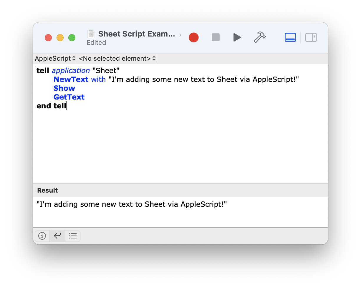 Sheet Applescript Example